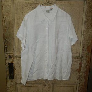 Lands' End Linen Button Front Blouse Womens Size 1X